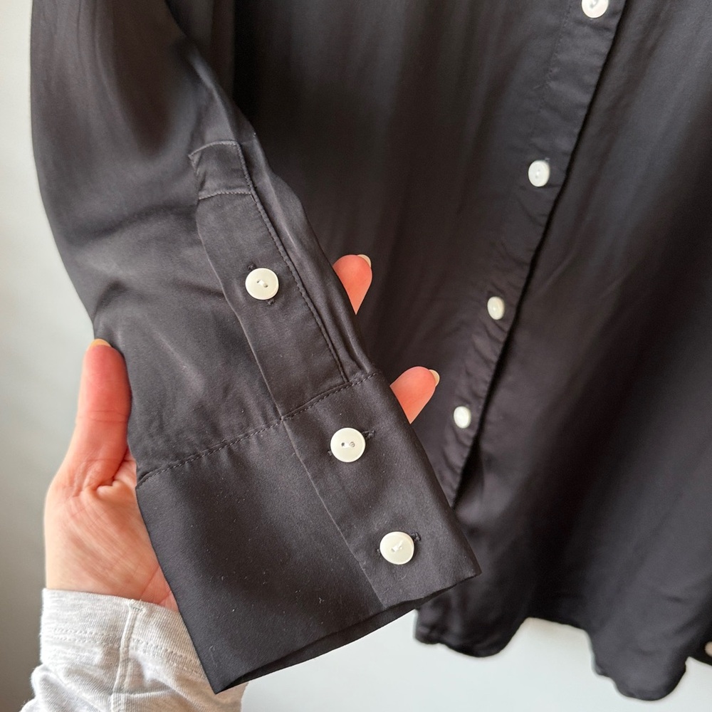 Anthropologie Black Viscose Satin Button Down‎ - Picture 3 of 6